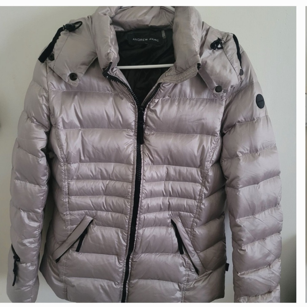 Andrew Marc Women's Silver Puffer Jacket